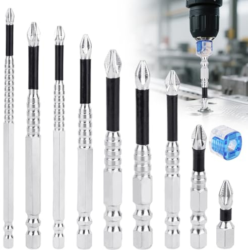 BOXOB Nuevo Juego de Brocas para Destornillador Magnético Alta Potencia con Anillo Magnético, Juego Destornilladores Eléctricos Acero Aleación Duradero para Taladro de Impacto