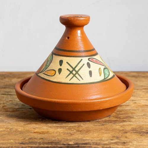 Tajine XL 35 cm en terre cuite peinte à la main - Casserole traditionnelle marocaine/tunisienne + Ebook gratuit 3107251004