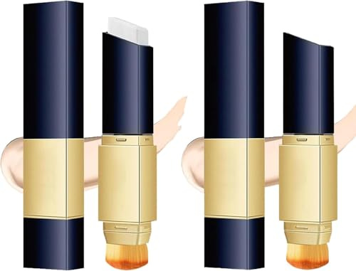2In1 Mehrzweck Feuchtigkeits Foundation Stick, Dual Ended All Over Complexion Foundation Stick, Doppelseitige Make-up-Pinsel Fundamente, Coverage CC Cream Bedecken Dunkle Ringe Elfenbein+Natürlich