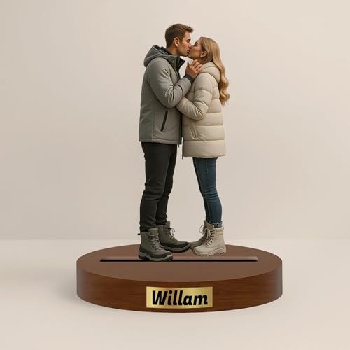 GMDLSK Personalisiert Figuren Paare mit Foto - Individuelle Acryl Schreibtischdekoration im Cartoon-Stil - Deko für Büro & Zuhause - Einzigartiges Geschenk für Paare - Geburtstag & Jahrestag
