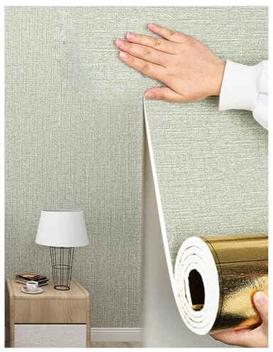 APMOE Selbstklebende Tapeten, Innen Wandverkleidung Deckenplatten Selbstklebend Isoliertapete Wall Paper Kälteabwehr/Wärmehaltung, Wallpaper Self-Adhesive für Schlafzimmer, Wohnzimmer(Grün,1 roll)