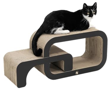 Petrebels Kratzpappe Max 55, Katzen Kratzbrett aus sehr stabilem Karton, Kratzkarton 55 x 24 x 33 cm, Farbe Schwarz