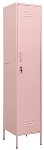 Schließfachschrank, Metallschrank, Lagerschrank mit 4 Einlegeböden, Aktenschrank, Schrank, Bücherschrank, Standschrank, Spind, Olivgrün, 35x46x180 cm, Stahl (Rosa)