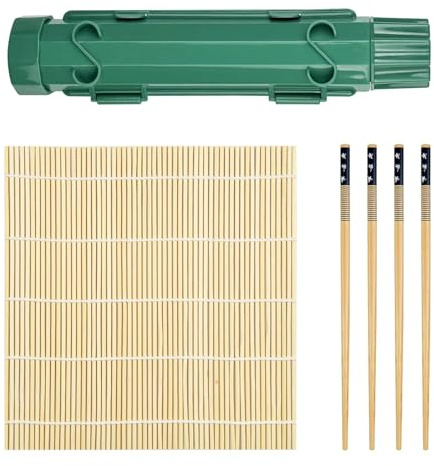 Chiluxendo Sushi Maker, Sushi Set Roller Zubehör, Selbst Sushi Set zum Selber Machen Sushi-Behälter Bambusmatte, Sushi Formen Maker Set Rollmatte Tools Making kit für Anfänger Maschine