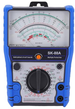 Cocoarm SK88A Multímetro Analógico, Probador con Funda de Silicona, Soporte e para Reparación de Electrodomésticos, Mantenimiento Eléctrico, Investigación Científica, Trabajo Eléctrico (SK-88A)