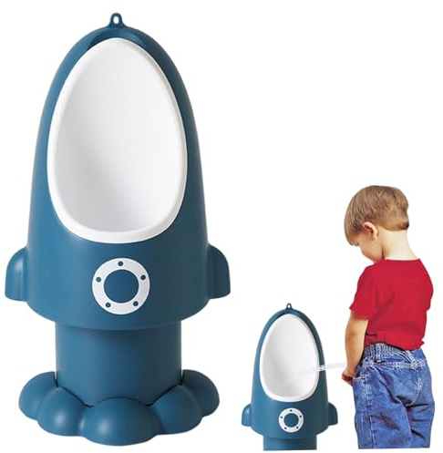 Urinoir pour tout-petits pot réglable anti-pulvérisation pour bébé avec forme de dessin animé amusant à suspendre/debout facile à nettoyer pot d'entraînement pour garçons de 1 6 ans bleu foncé