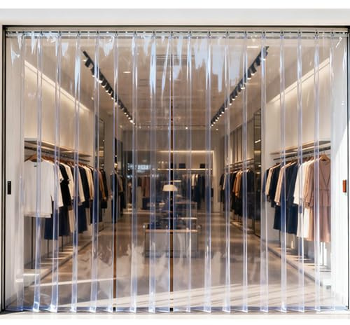 Rideau À Lanières en Plastique Transparent Isolant Rideau à lamelles Verticales for Porte Transparentes，Plastiques Bande de lamelle PVC Souple épaisseurs(W120xH190cm/47.24x74.8in)