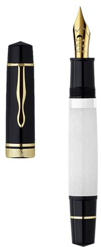 erofa Majohn P139 - Penna stilografica a stantuffo, pennino flessibile, con scatola, in acrilico bianco, set di penne flessibili