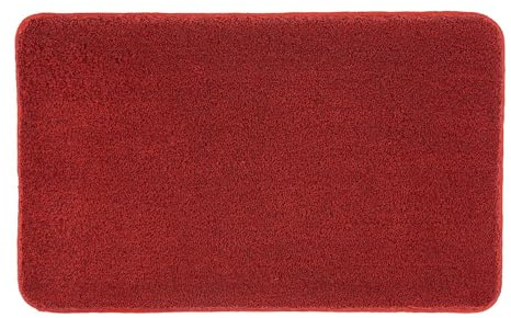 Kleine Wolke Badteppich Relax Rubin 60 x 100 cm | OEKO-TEX zertifiziert, rutschhemmende Unterseite, für Fußbodenheizung, maschinenwaschbar, 100% Polyacryl