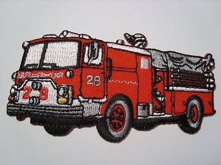 Feuerwehr 9 cm * 4,8 cm Bügelbild Auto Car Feuerwehren Fahrzeug Aufnäher Applikation Patch