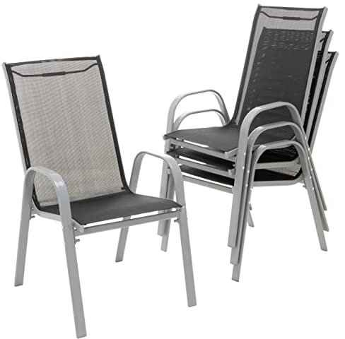 Nexos 4er Set Gartenstuhl Stapelstuhl Stapelsessel Hochlehner Terrasse anthrazit