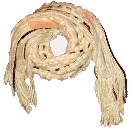 GIO TESELLI Schöner Strickschal mit Glitzer, Damen Unisex 95 x 15cm, Farbe:Weiß