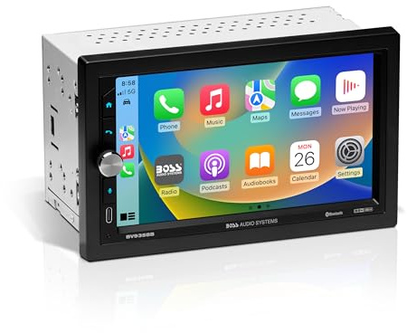 BOSS Audio Systems BV9358B Car Stereo – Wireless CarPlay Android Auto, Double Din, 7 Inch Touchscreen, Bluetooth, NO CD DVD Player, AM/FM Radio Receiver, A/V Input, USB