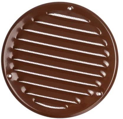 125mm Braun Lüftungsgitter Rund - Metall Abluftgitter mit Insektenschutz - Lüftung Gitter Verschrauben Insektenschutzgitter Belüftungsgitter Entlüftungsgitter Lamellengitter