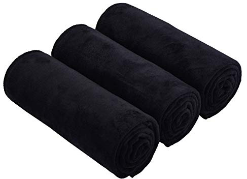 HOPESHINE Microfiber Exercise Fitness Home Gyms Towels for Men & Women Absorbent Sweat Yoga Towels Sports Towels Soft Fast Drying 3 Pack (Black 3-Pack, 16inch X 32inch)