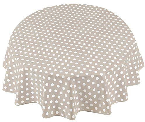 Home Direct Wachstuch Tischdecke Abwaschbar Rund 160cm Punkte Beige Grau