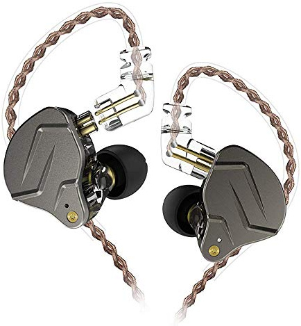KZ ZSN Pro Headset i metall hybridteknik 1BA + 1DD HiFi hörlurar för bas i örat hörlurar bildskärm brusreducerande hörlurar (grå, ingen mikrofon)