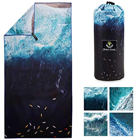 4Monster Mikrofaser Strandtuch Ultra Leicht, Sandabweisendes Handtuch Schnelltrocknend, Saugfähiges Sporthandtuch für Strand Pool Wassersport Yoga Fitness