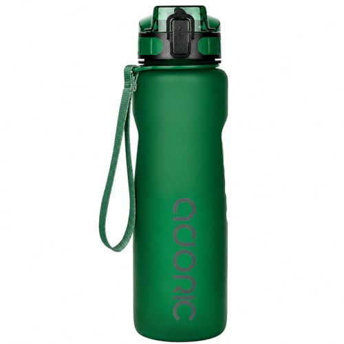ADORIC Sports Water Bottle 1L, BPA Free Tritan Leak Proof Gym Bottle, Green | Leak-proof flip top drinks bottle with filter, one-click open, ideal for gym, cycling, school and office, hot or cold drinks