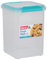Décor 3L Square plastic biscuit storage container | Plastic Airtight & Leak Resistant Clear/Teal Dry Food Canister | Bpa Free | Stackable
