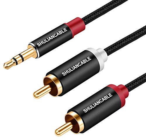 SHULIANCABLE Câble RCA Jack Audio Stéréo, 3.5mm vers 2RCA Mâle pour Smartphone,Amplificateur, Chaîne HiFi,Home Cinéma,TV,Autoradio etc (5M)