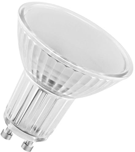 OSRAM LED BASE PAR16 50, ampoules LED réflecteur en verre pour culot GU10, blanc chaud (2700K), en remplacement des ampoules classiques 30W, boîte de 5 ampoules
