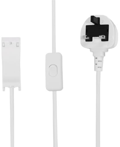 Sundertech Plug in Adapter for Batten Lights, UK Plug with 2.8 m Cable+Switch+Junction Box for Easy Connect to pre-Wired Ceiling Lights, L+N only No Grounding Max 600W 9 FT Indoor Use