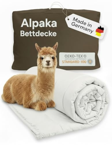 Alpaka Bettdecke 155x220 cm - Alpaka Decke für erholsamen Schlaf, temperaturausgleichend und nachhaltig Füllung: 1400 g (Ganzjahresbettdecke, 155 x 220 cm)