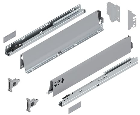 siwitec Blum TANDEMBOX antaro Schubkasten M Vollauszug Grau RAL 9006 | Schubladenschiene 500 mm Nennlänge | Belastbarkeit bis 65 kg | BLUMOTION Soft-Close | zum Anschrauben