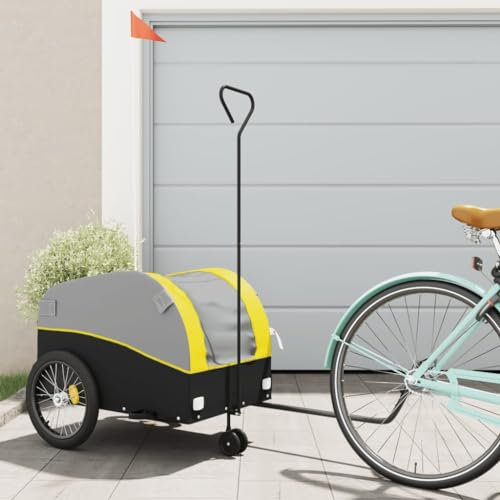 LAPOOH Fahrradanhänger Schwarz und Gelb 45 kg Eisen, Fahrrad Anhänger, Lastenanhänger, Handwagen, Fahrrad-lastenanhänger, Lastenfahrrad - 94148