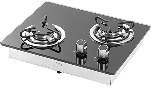 RV-Gasherd aus Gehärtetem Glas, 2 Brenner, 1,8 KW Leistung, Leicht zu Reinigende Gaskochfläche für Boot, Wohnwagen, Wohnmobil