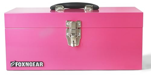 16 Portable Steel Heavy-duty Tool Box 18-Gauge with Metal Latch and Handle Pink