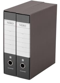 G75 Registratore con Custodia, con Meccanismo a Leva, in Formato Protocollo, 23x33cm, con Dorso da 8 cm, Nero, Conf.da (2 Pezzi)