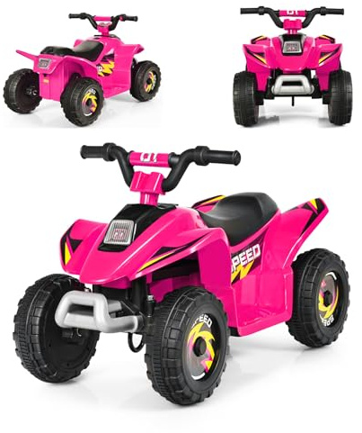 SOARS Voiture Electrique Enfant, Quad Electrique Enfants ATV 6V, Marche Avant/Arrière, Siège Ergonomique, Roues Antidérapantes, Chargeur Inclus, Charge 30 KG, pour Garçon & Fille 3 Ans + (Rosé)