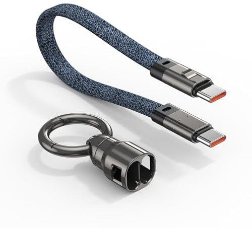 VAFOTON Câble USB C vers USB C 240W, Câble Court 21 cm avec Porte-clé, PD 3.1 Charge Rapide pour Phone 16/15, MaBook Pro/Air, Ordinateurs Portables, Tablettes, Switch, Samsung S25/S24, Câble USB-C