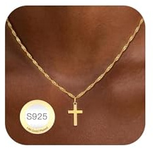 Avotto Kreuz Kette Damen Gold kette 925 Cross Necklace Women, Gold Kreuz Halskette Damen Jewellry Gifts