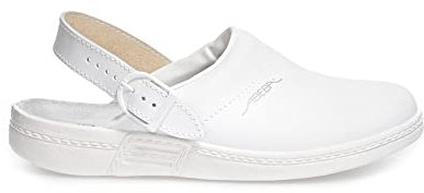 Abeba Berufsschuh The Original Clog 7021-39 aus Glattleder mit rutschhemmender Laufsohle OB, FO, SRC, Weiß, 39
