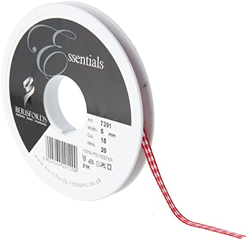Berisfords 7391 Traditionelles Karoband, 20 m x 5 mm, Rot