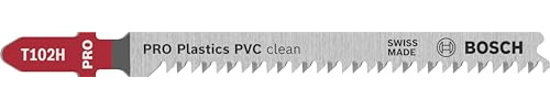 Bosch 5x Lames de scie sauteuse PRO Plastics PVC clean T102H (pour Plastiques, Plastiques, Longueur 100 mm, Professional Accessoire Scie sauteuse)