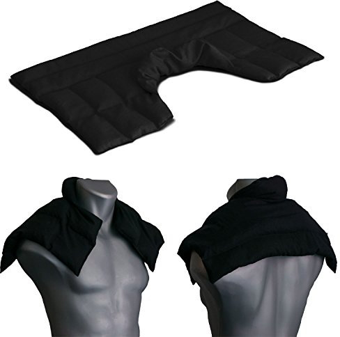 Cojín nuca, espalda superior y hombros con cuello - negro - Saco térmico de semillas - Almohada cervical - Huesos de cerezas -