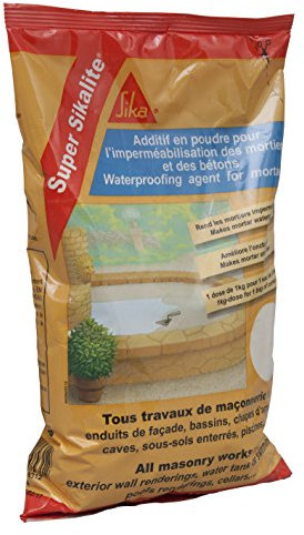 SIKA - Additif en poudre pour imperméabiliser les mortiers et bétons - Super Sikalite Blanc - Améliore la résistance au gel - Convient également pour les piscines - Application facile -1kg