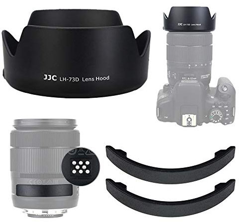 JJC Gegenlichtblende für Canon RF 28-70mm f/2.8 is STM, RF 24-105mm F4-7.1 is STM, EF-S 18-135mm f/3.5-5.6 is USM - Ersetzt Canon EW-73D Kit mit Objektivkontakte Schutz Abdeckkappe