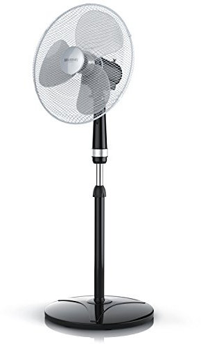 Brandson - Standventilator 40cm - Preisträger 2025 - Ventilator Standfuß höhenverstellbar - hoher Luftdurchsatz, 3 Geschwindigkeitsstufen - Oszillationsfunktion 80° - silber schwarz