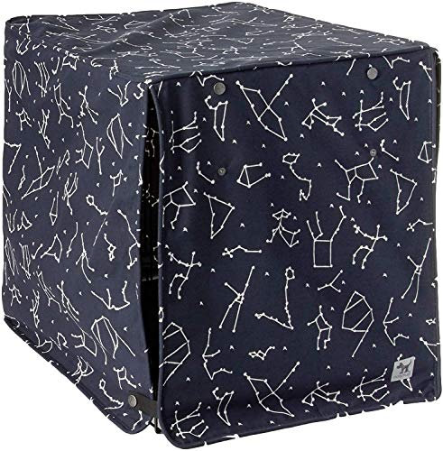 Molly Mutt Rocketman Abdeckung für Hundekäfige, 100% Baumwoll-Leinen-Bezug mit 2 aufrollbaren Paneelen, ideal für Hunde- oder Katzenkiste, langlebig, waschbar und frei von schädlichen Chemikalien,