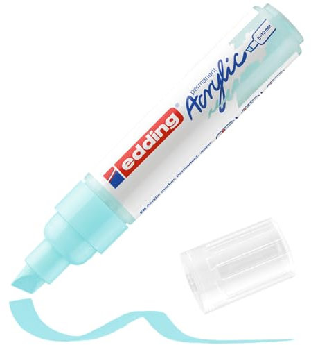 edding 5000 Acrylmarker breit - pastell-blau - 1 Acrylstift wasserfest - breite Keilspitze 5-10 mm - Acryl Farben zum Malen auf Leinwand, Malpapier und Holz - Acrylstifte für Steine