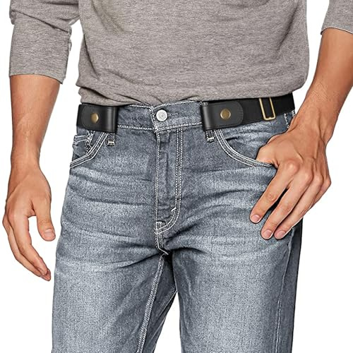 Cintura senza fibbia per uomo - Cintura elastica invisibile estensibile e regolabile - Senza fibbia - Larghezza 3,51 cm - Per pantaloni in denim, Für Hosengröße Size 70-120cm