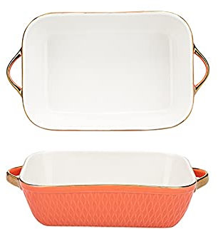 cooking teglia forno Bakeware a 2 pezzi, ceramica Set di piatti da forno, set da latte di casseruola rettangolare, pentole da forno, pentole lasagna profonda per la cena della torta di cottura, cucina