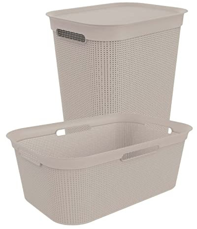 Rotho Brisen Wäscheset 2tlg. 50l, 41l, Kunststoff (PP) BPA-frei, cappuccino, 50l, 41l
