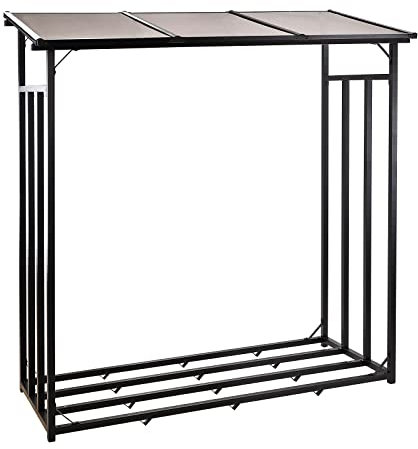 DEMA Kaminholzregal 167x70 cm – Brennholzregal, Holzregal, Holzlager, schwarz, robust & wetterfest, ideal zur Aufbewahrung von Kaminholz, Brennholz & Holzscheiten im Innen- & Außenbereich