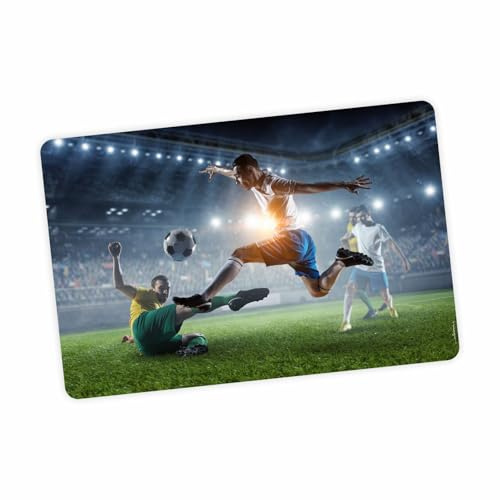 stabile Vinyl Schreibtischunterlage Bastelmatte Kinder Platzset | abwaschbarr reißfest farbecht | Geschenk Schuleintritt Schulanfang Einschulung oder für Kita (Fußball)